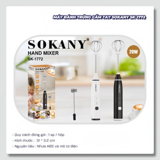 Máy đánh trứng cầm tay Sokany, tạo bọt cafe 3 cấp độ, hàng chính hãng Sokany
