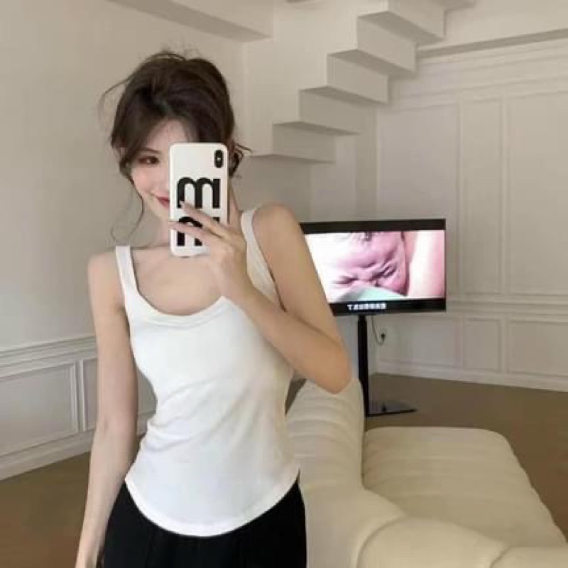 Áo bra 2 dây dáng dài in chữ sau siêu hot, áo dây cotton phong cách trẻ trung