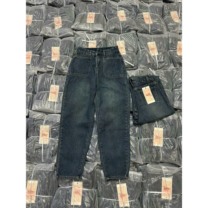 Quần Baggy denim cạp cao siêu hot#9001