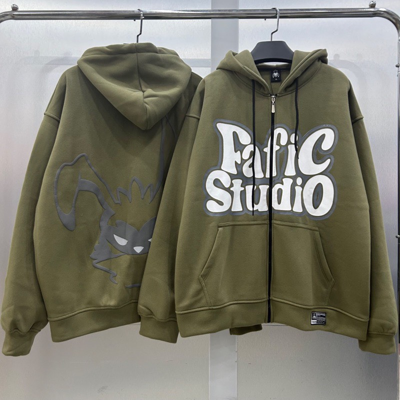 Áo khoác zip FAFIC mascot logo áo hoodie zip nam nữ chất nỉ bông cotton cao cấp fafic studio