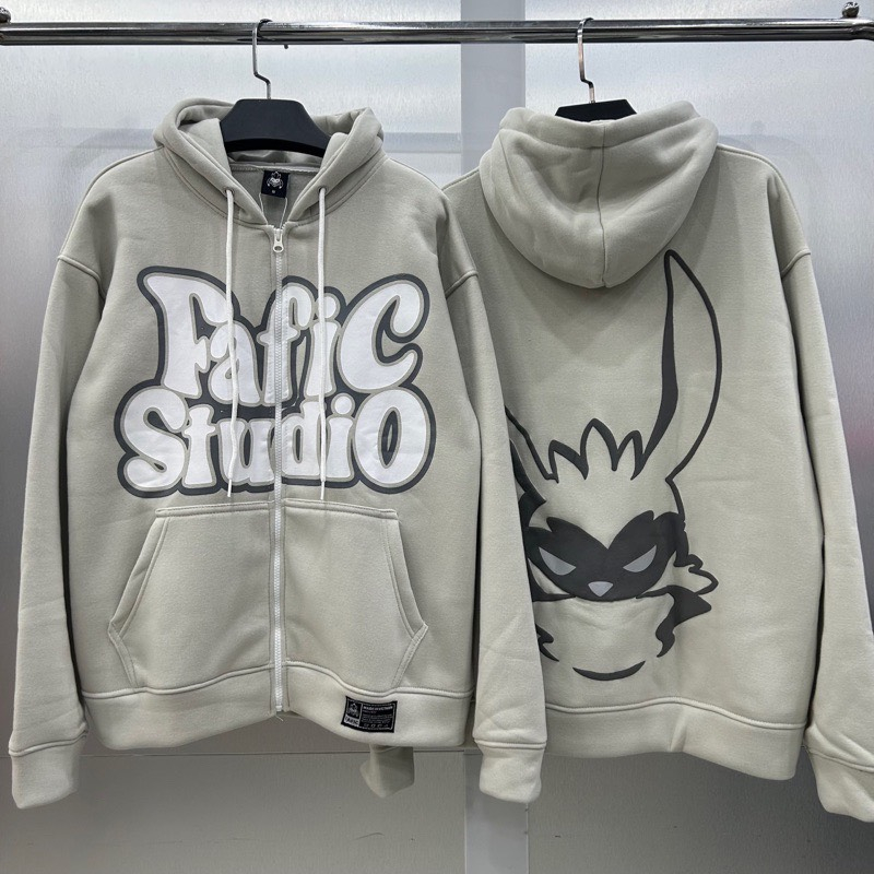 Áo khoác zip FAFIC mascot logo áo hoodie zip nam nữ chất nỉ bông cotton cao cấp fafic studio