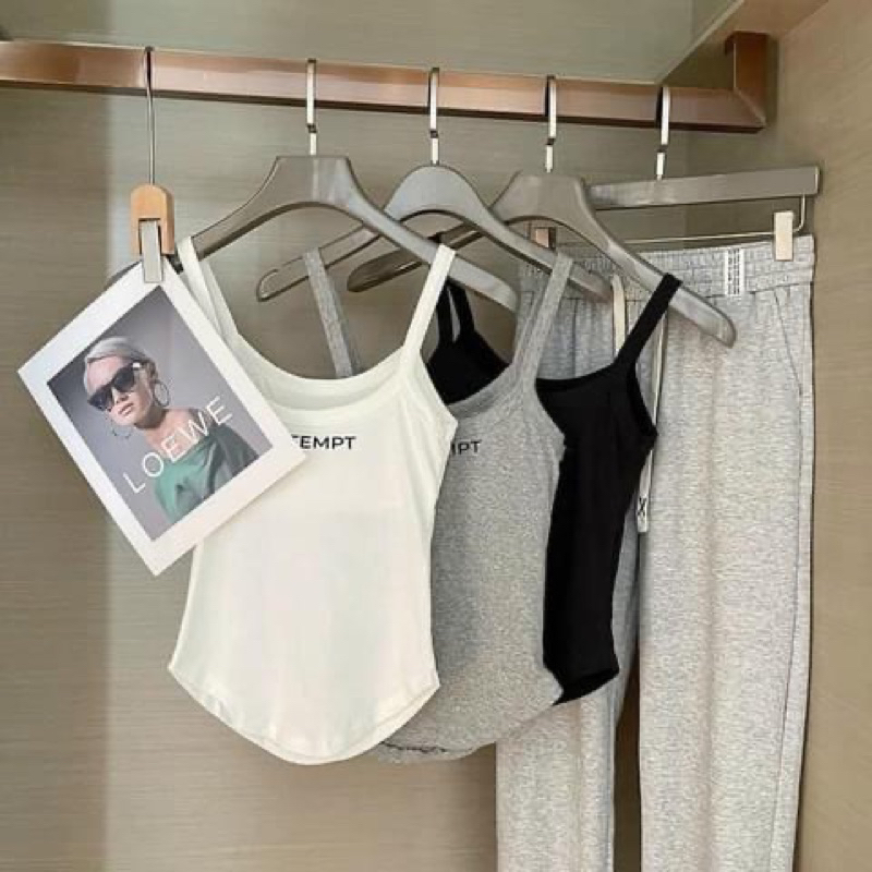 Áo bra 2 dây dáng dài in chữ sau siêu hot, áo dây cotton phong cách trẻ trung