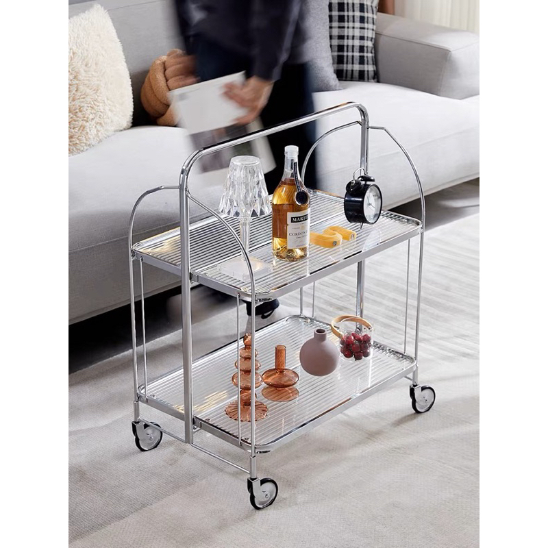 Kệ xe đẩy kính gấp gọn tiện dụng phong cách Bắc Âu / Celine Glass Trolley