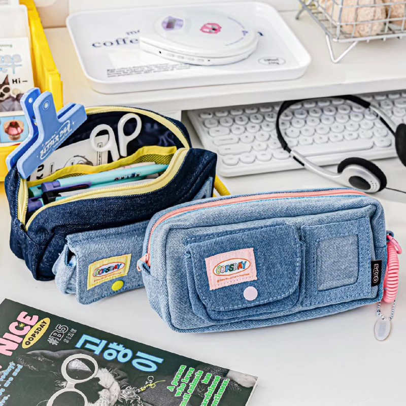 Túi Đựng Bút Đa Năng Vải Denim OPPSDAY - Hộp Bút Denim Đa Năng Phong Cách Retro