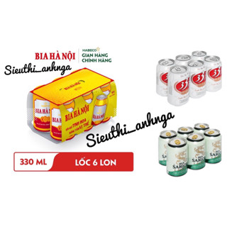  Lốc 6 lon Bia Hà Nội   Bia 333  Bia Sài Gòn - HABECO  330ml  lon  