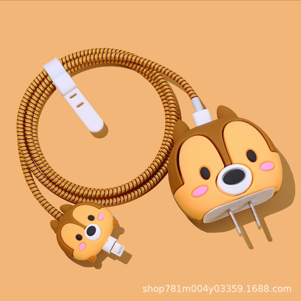 Bộ Bảo Vệ Cáp Sạc Tai nghe Hoạt Hình Dễ Thương, nút kẹp đầu cáp sạc chống đứt gãy, chất liệu silicon hình thú cute