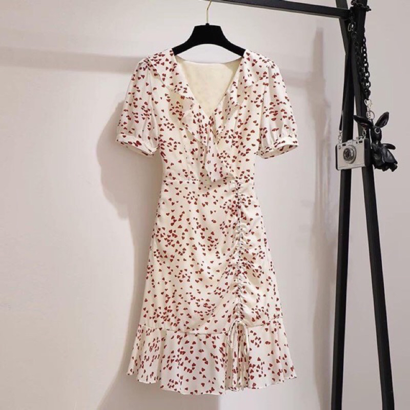 Đầm váy dự tiệc tay dài rút dây 2 màu