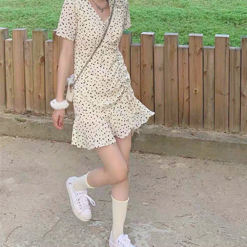 Đầm váy dự tiệc tay dài rút dây 2 màu