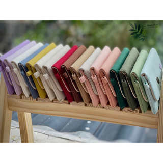 Ví vải Linen 2 ngăn màu trơn phong cách BASIC (100% handmade)