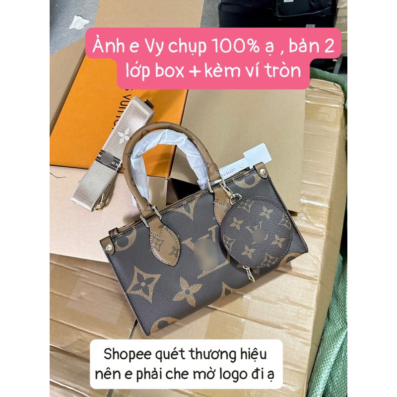 Túi L dáng dài size 27cm kèm ví tròn dây vải đeo chéo bản 2 lớp hộp