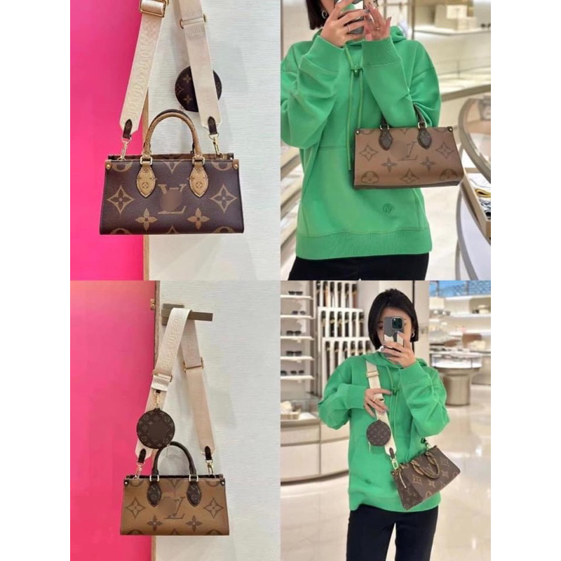 Túi L dáng dài size 27cm kèm ví tròn dây vải đeo chéo bản 2 lớp hộp