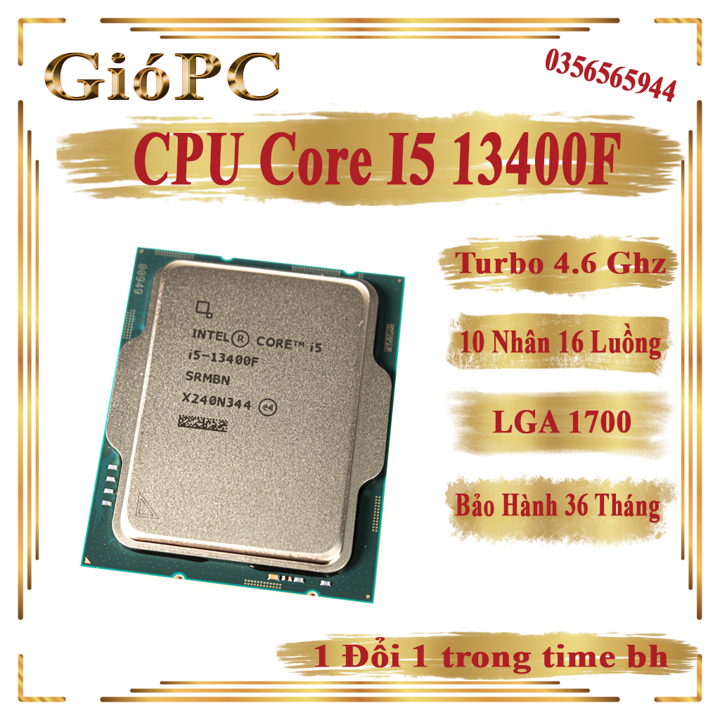 CPU Intel Core I5-13400 (Up To 4.60GHz, 10 Nhân 16 Luồng, 20MB Cache, LGA 1700)