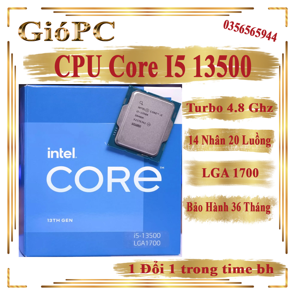 CPU I5 13500 (Up To 4.80GHz, 14 Nhân 20 Luồng, 24M Cache, FCLGA1700)