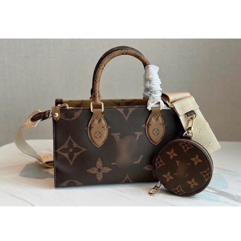 Túi L dáng dài size 27cm kèm ví tròn dây vải đeo chéo bản 2 lớp hộp