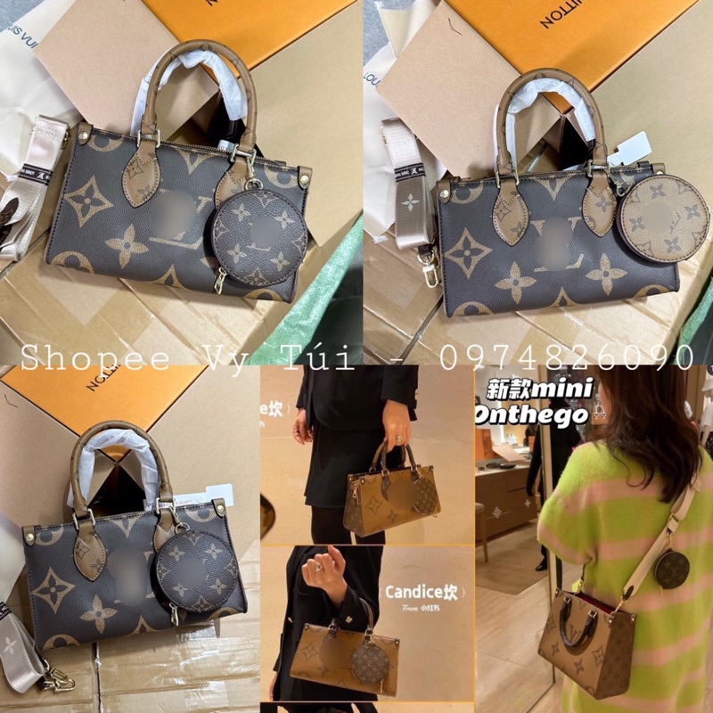 Túi L dáng dài size 27cm kèm ví tròn dây vải đeo chéo bản 2 lớp hộp