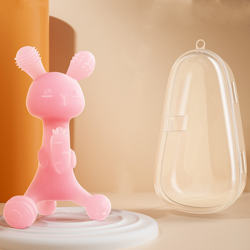 Gặm nướu Silicone siêu mềm họa tiết thỏ kèm hộp đựng cho bé 0-36 tháng tuổi