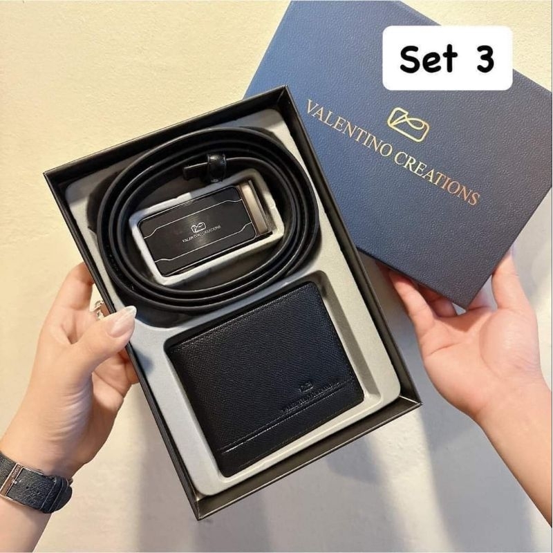 Set nịt thắt lưng kèm ví bóp da nam Valentino Creations Malaysia fullbox