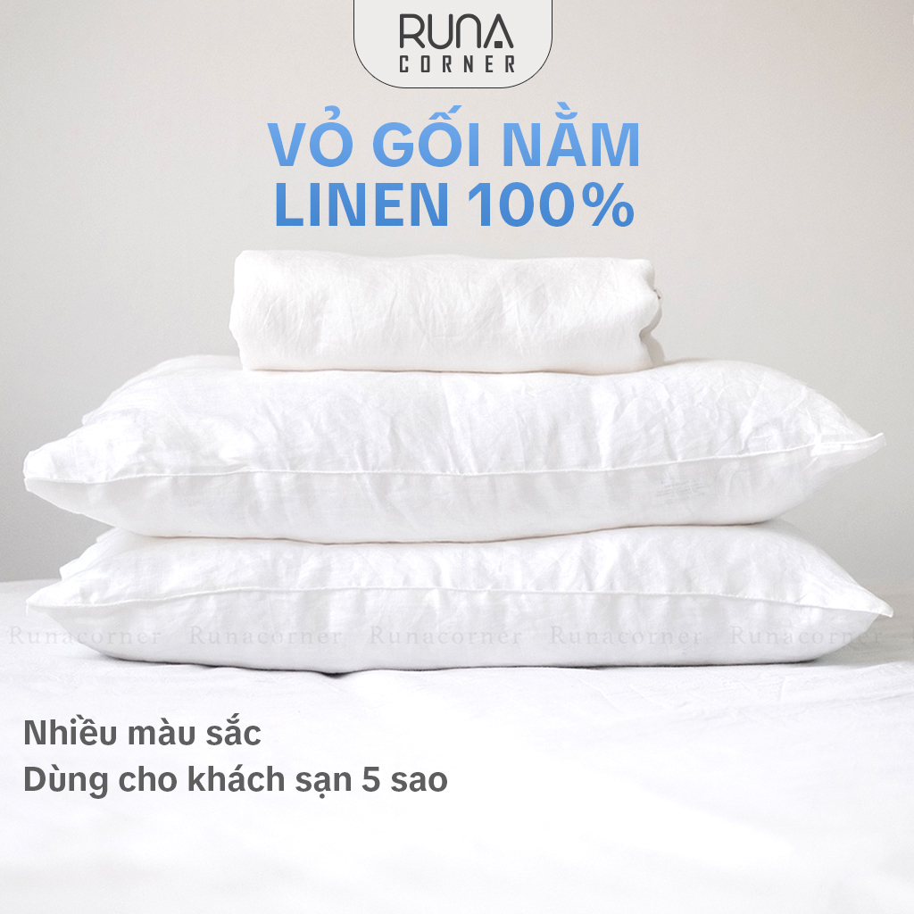 Vỏ Gối Linen 50X70 45X65 RUNA CORNER Cao Cấp Mềm Mại, Thấm Hút Tốt