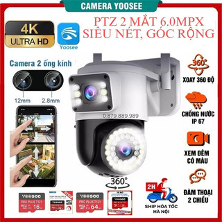 Camera 2 mắt yoosee ngoài trời Ptz 8.0Mpx siêu nét, góc rộng, quay quét 360 độ, có màu ban đêm