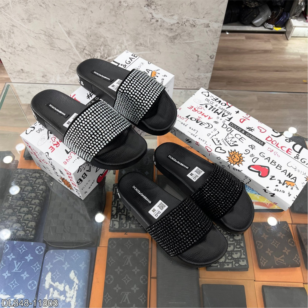 Dép nam DG đính Full đá quai ngang, Dép nam thời trang quai ngang phong cách giới trẻ Hot Nhất 2023