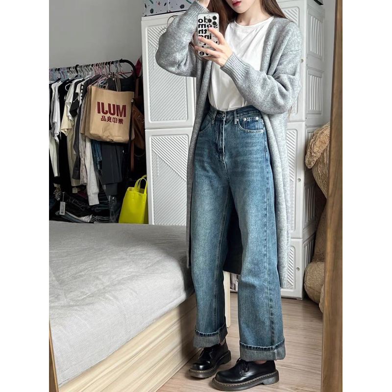 Áo Khoác Len Mỏng Mùa Thu Dáng Dài Áo Cardigan Dáng Dài Cho Nữ