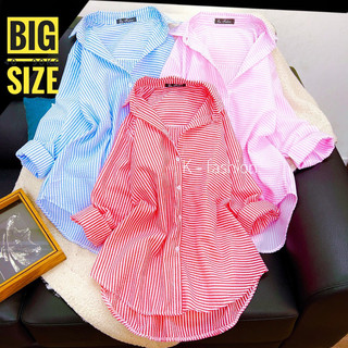 BIG SIZE Áo Sơ Mi Nữ Sọc Cotton Thô.. KHÔNG CẦN ỦI