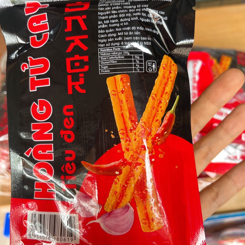 Snack bim bim Hoàng Tử Cay Tiêu Đen 1 Bịch 30 Gói