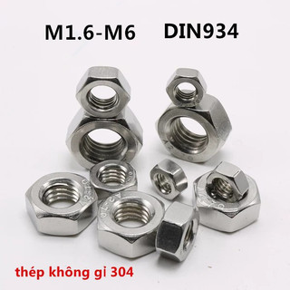 Đai ốc lục giác thép không gỉ M1.6-M6(phukien303 xả hàng-có hàng sẵn)