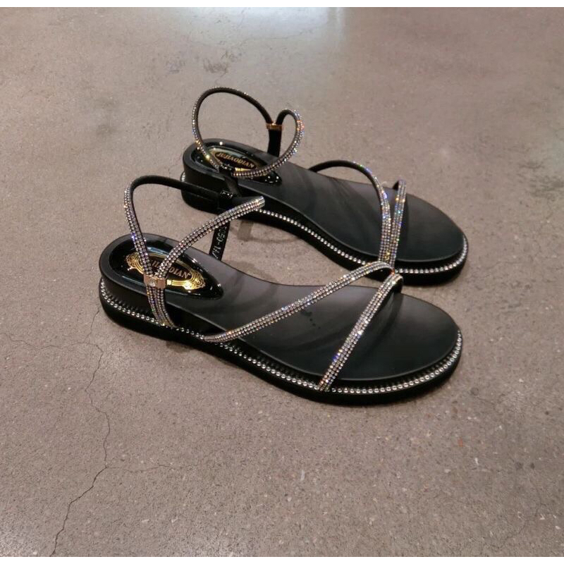 Lẻ 38.39 Dép sandal nữ quai phối đá hàng quảng châu