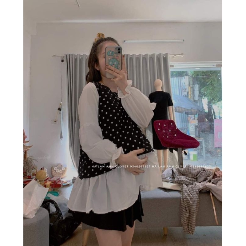 Áo bầu thu tay dài chấm BC