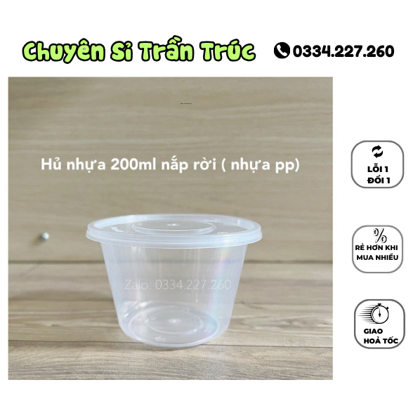 50 Hũ đựng sốt 200ml nắp rời , Hủ nước chấm, sữa chua, hũ rau câu, hũ đựng topping,hộp nhựa đựng nước sốt
