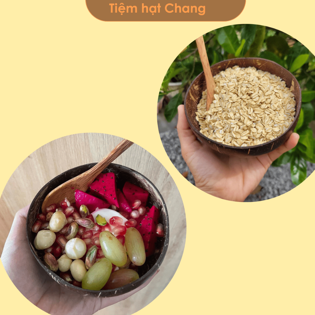 Bộ chén bát gáo dừa và thìa cao cấp dùng ăn granola Tiệm hạt Chang