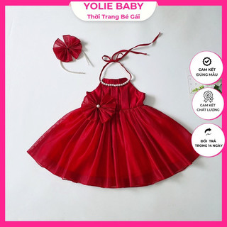 Váy đỏ cho bé gái diện đi chơi Noel và Tết