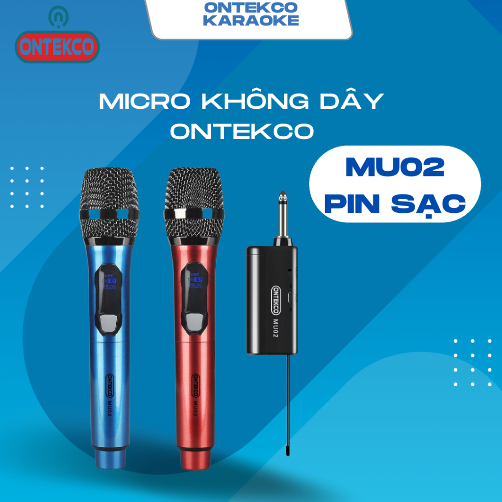 Bộ micro không dây ONTEKCO MU02 pin sạc, Sóng UhF hát karaoke gia đình chuyên nghiệp, Bảo hành 12 tháng, chống hú tuyệt | BigBuy360 - bigbuy360.vn