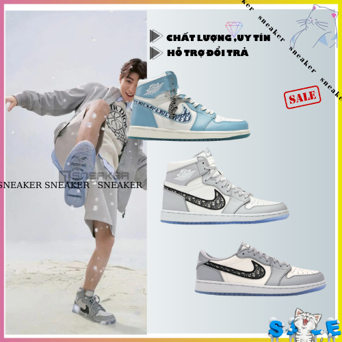 Giày thể thao J.D Di.or cao cấp hot 2023, Giày sneaker J.d xanh/xám dành cho nam nữ chuẩn S.cấp full bill box phụ kiện