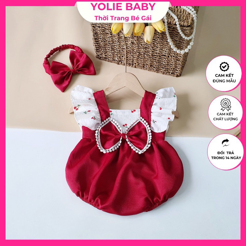 Body đỏ kèm nơ cho bé gái