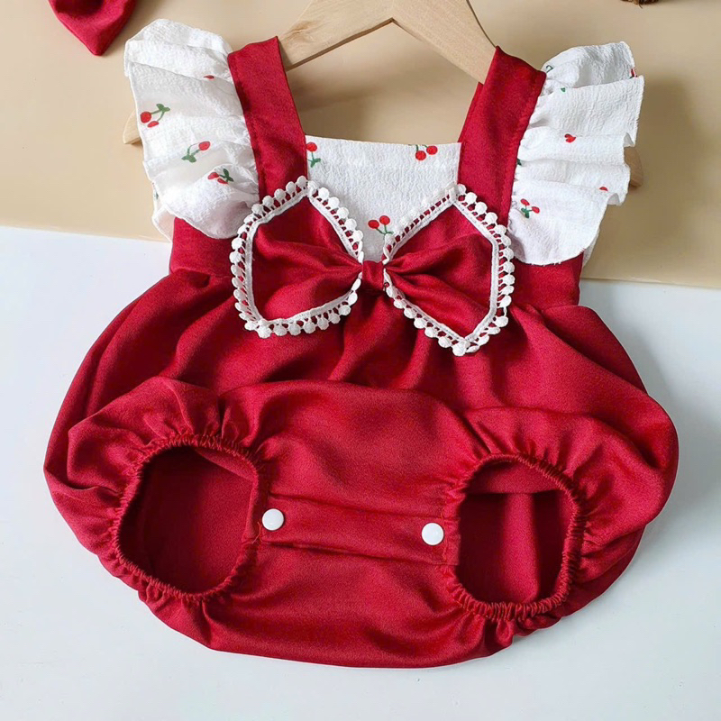Body đỏ kèm nơ cho bé gái
