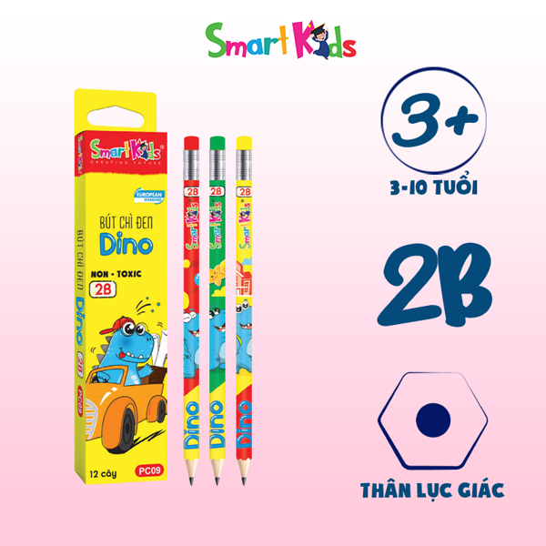 Bút chì họa tiết 2B Dino PC09 ( 1 cây)