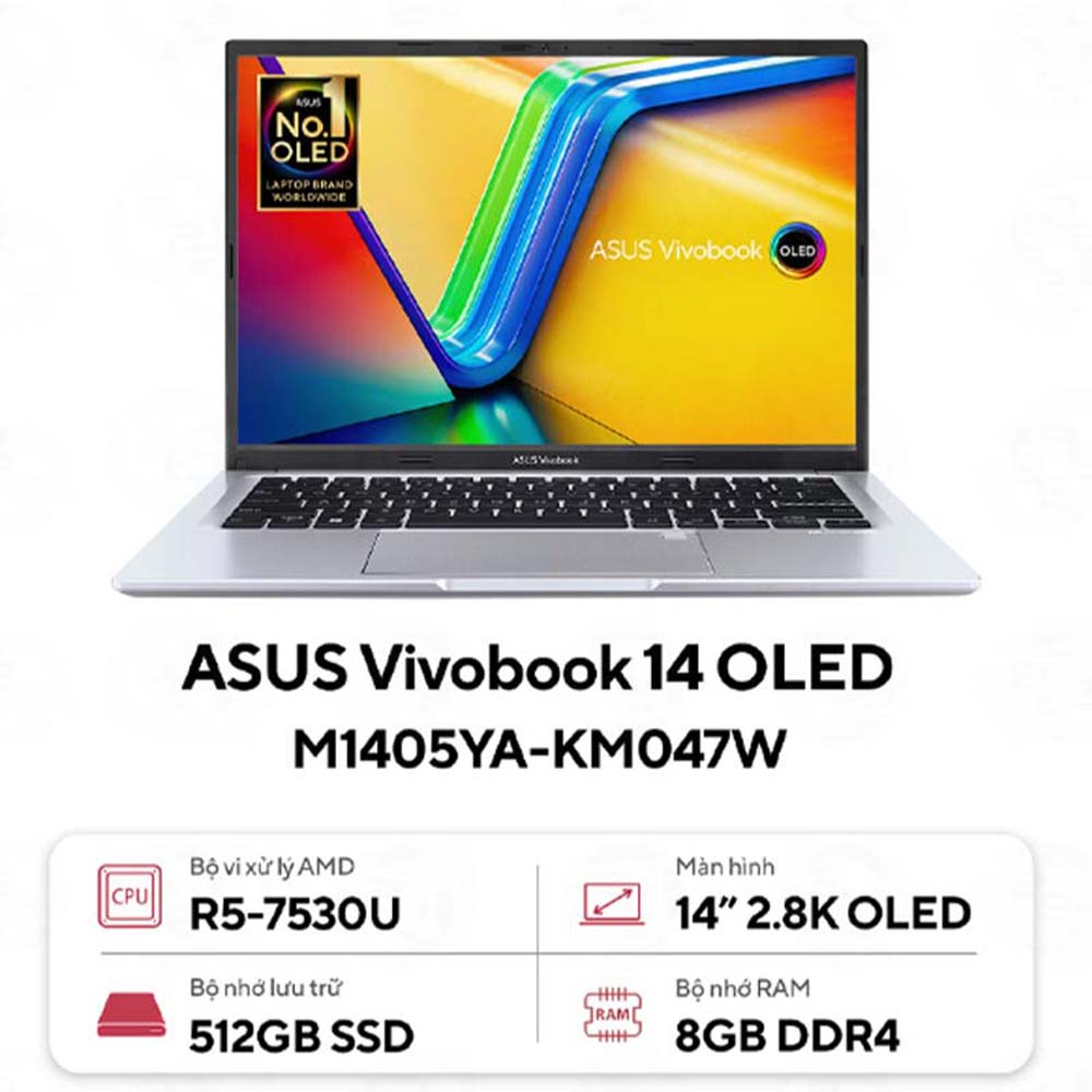 Laptop Asus Vivobook 14 OLED M1405YA-KM047W (Ryzen 5 7530U | 14 inch 2.8K )