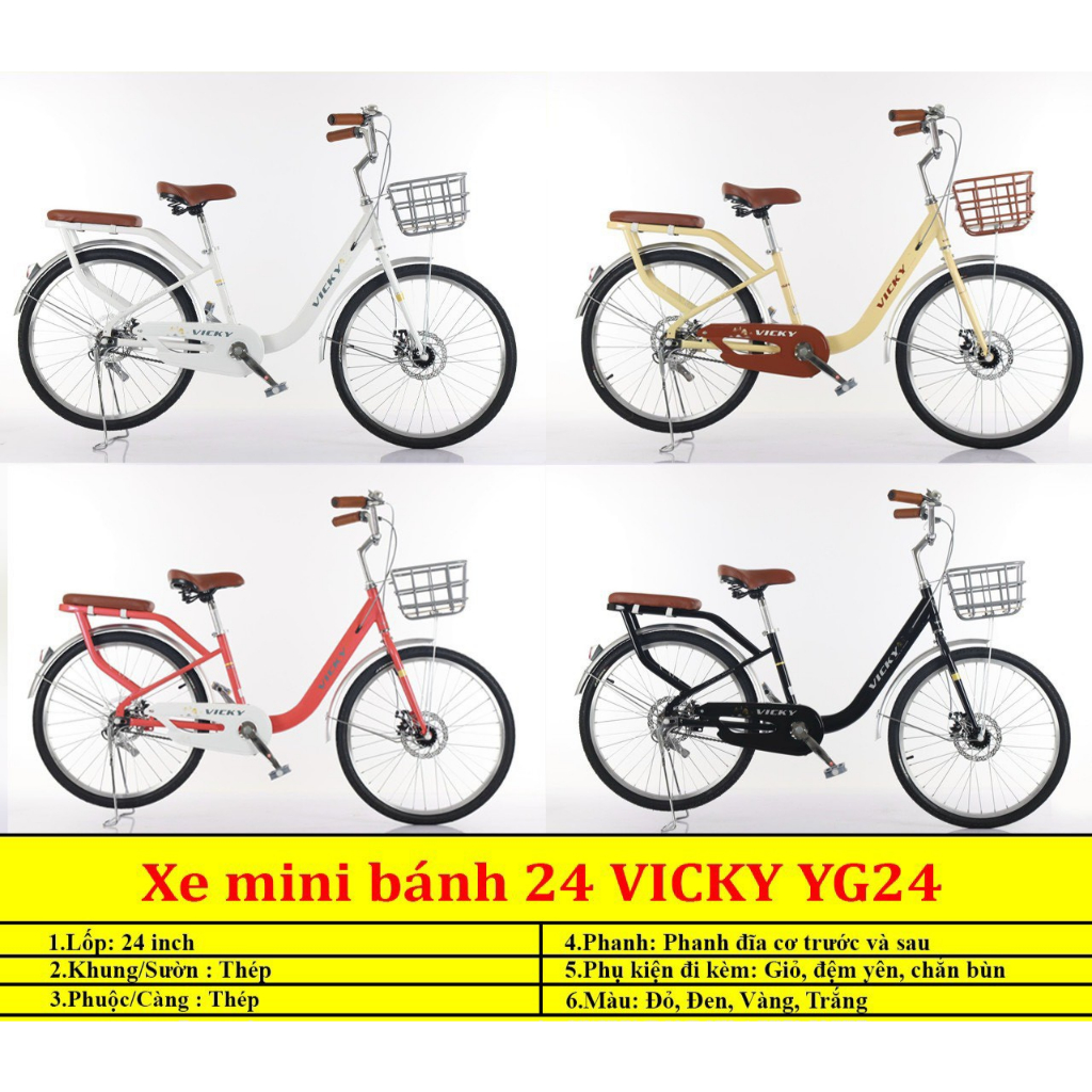 Xe đạp mini nữ Vicky YG 24 inch - 26 inch phanh đĩa