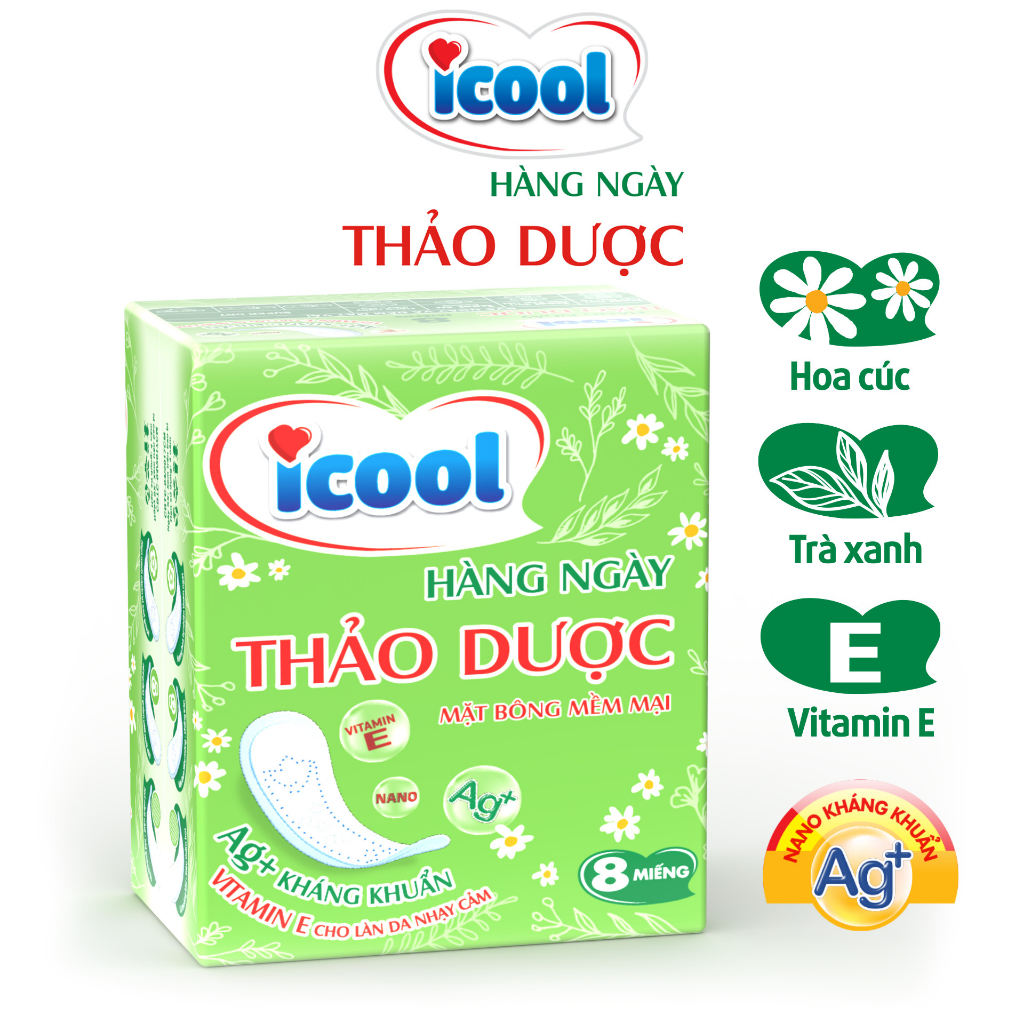 Băng vệ sinh ICOOL Thảo Dược, 𝐌Ặ𝐓 𝐕Ả𝐈 𝐍𝐇𝐔𝐍𝐆 𝐬𝐢ê𝐮 𝐦ề𝐦, không bạc hà.