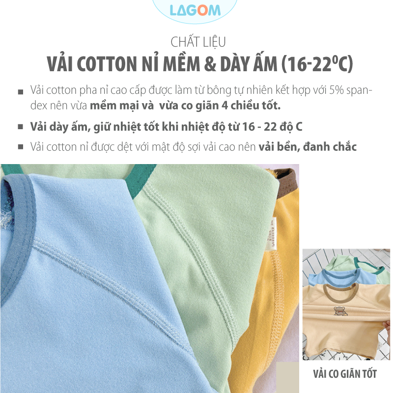 Bộ Thu Đông Bé Gái, Bé Trai Dài Tay | Bộ Cotton Nỉ Cho Bé Ấm Áp