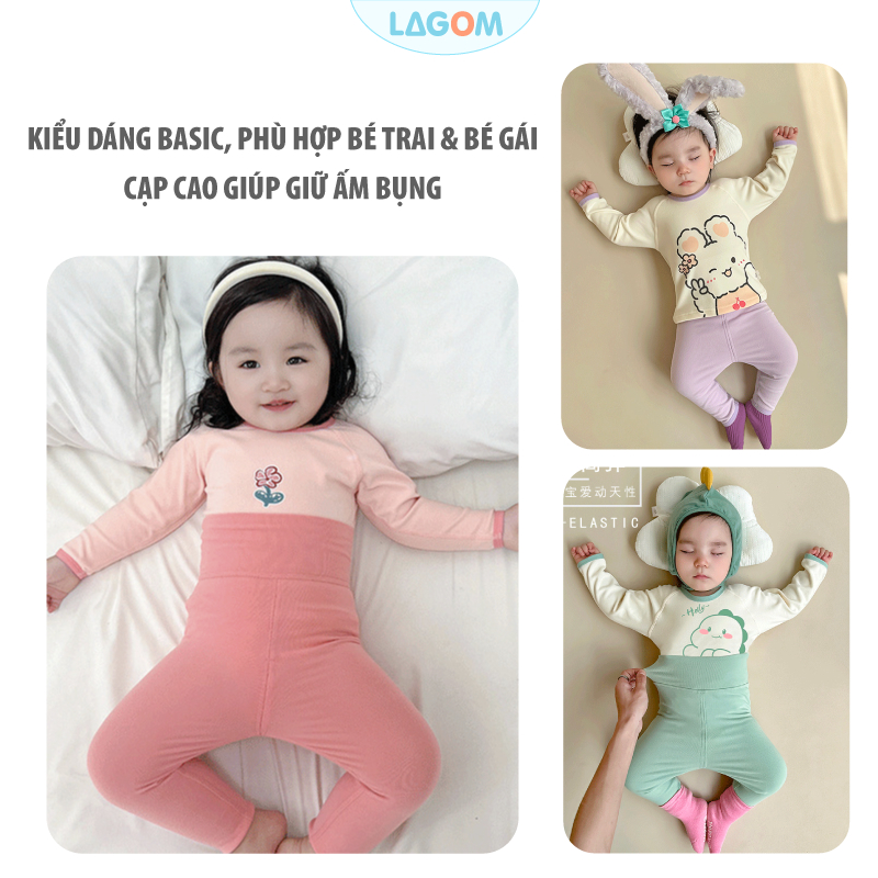 Bộ Thu Đông Bé Gái, Bé Trai Dài Tay | Bộ Cotton Nỉ Cho Bé Ấm Áp