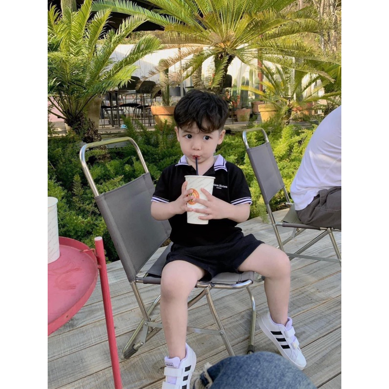 Áo phông polo đen chính hãng River Island UK cho bé trai