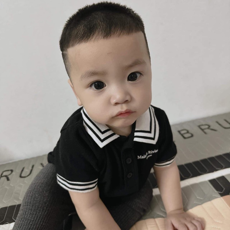 Áo phông polo đen chính hãng River Island UK cho bé trai