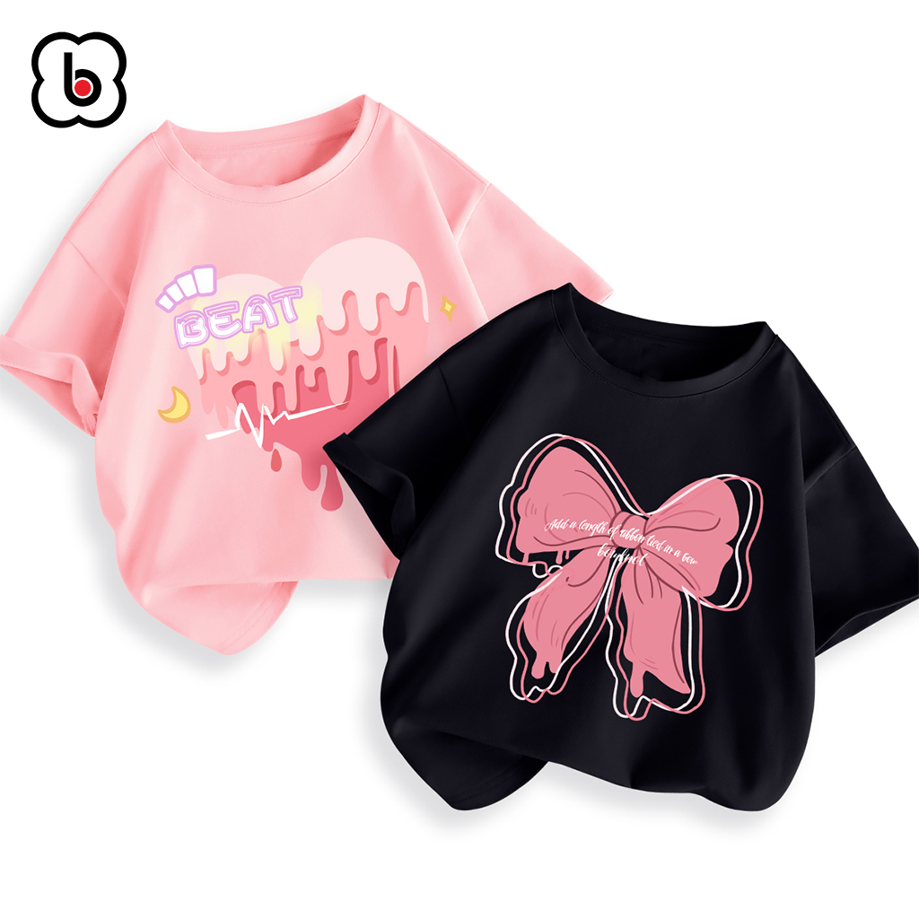 Áo thun bé gái BabyloveGO 2023 áo phông ngắn tay mềm mịn thoáng mát in hình dễ thương cho bé