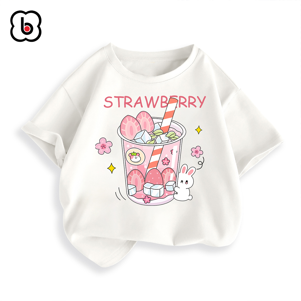 Áo thun bé gái BabyloveGO 2023 áo phông ngắn tay mềm mịn thoáng mát in hình dễ thương cho bé