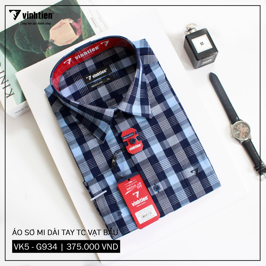 Áo Sơ Mi Dài Tay Caro Tencel-Spun Regular Fit 375 Vĩnh Tiến - Nhiều Màu