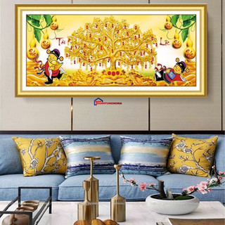 Tranh đính đá - tranh thêu chữ thập cây kim tiền tài lộc