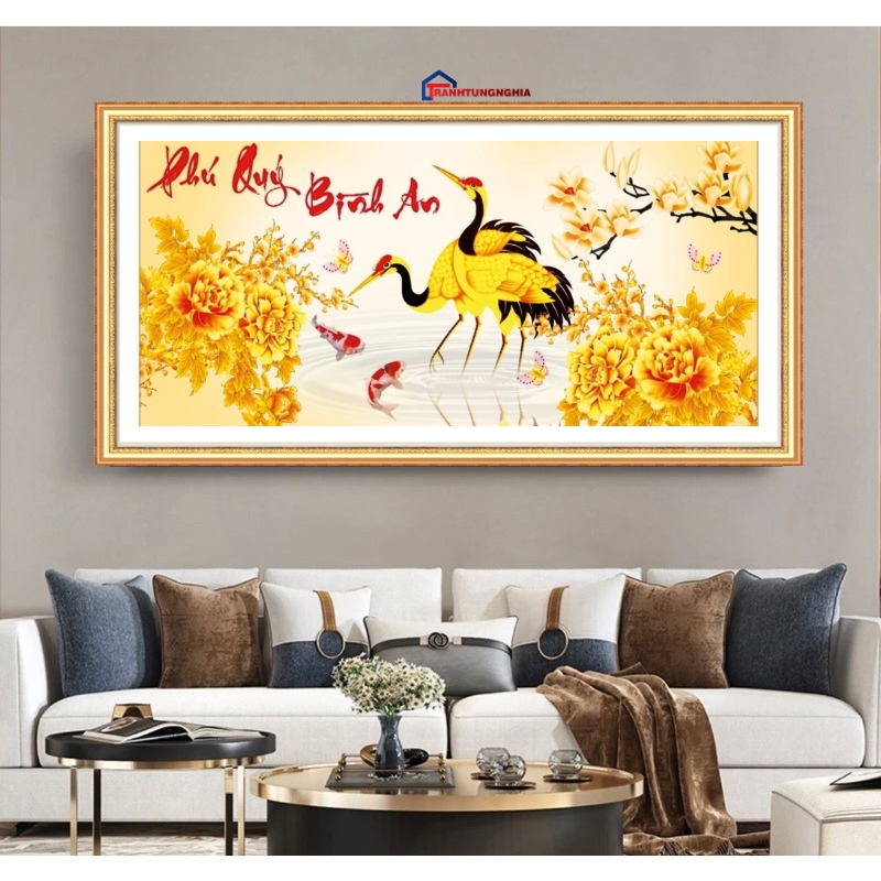 Tranh đính đá phú quý bình an 1m x 48cm